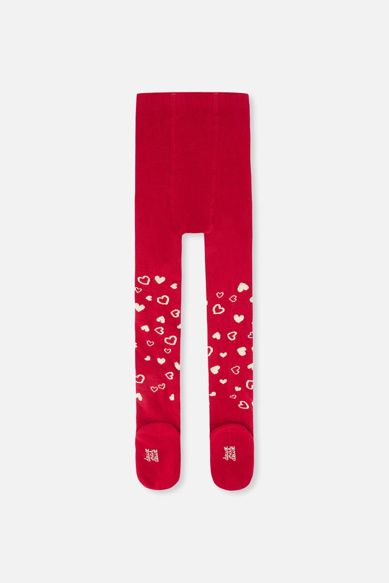 Heart Detail Ribbed Waistband Knit Tights, Alternate, color, Rouge
