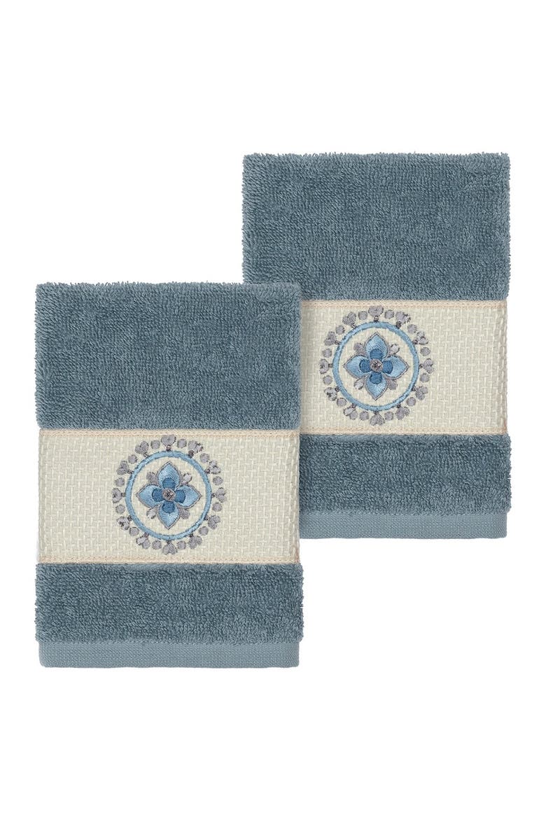 Isabell Embellished Washcloth - Set of 2 - Teal, Alternate, color, TEAL