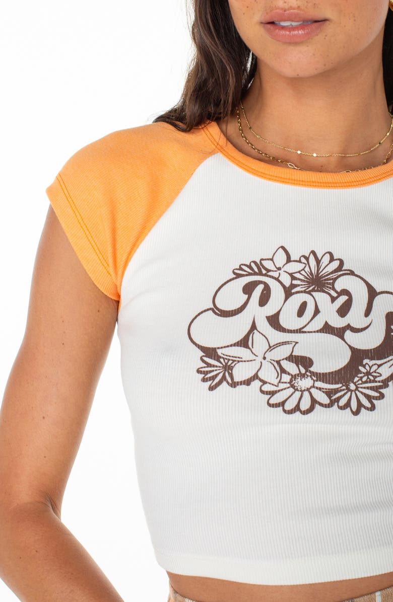 Roxy Groove Rib Crop Graphic T-Shirt, Alternate, color, Muskmelon Solid