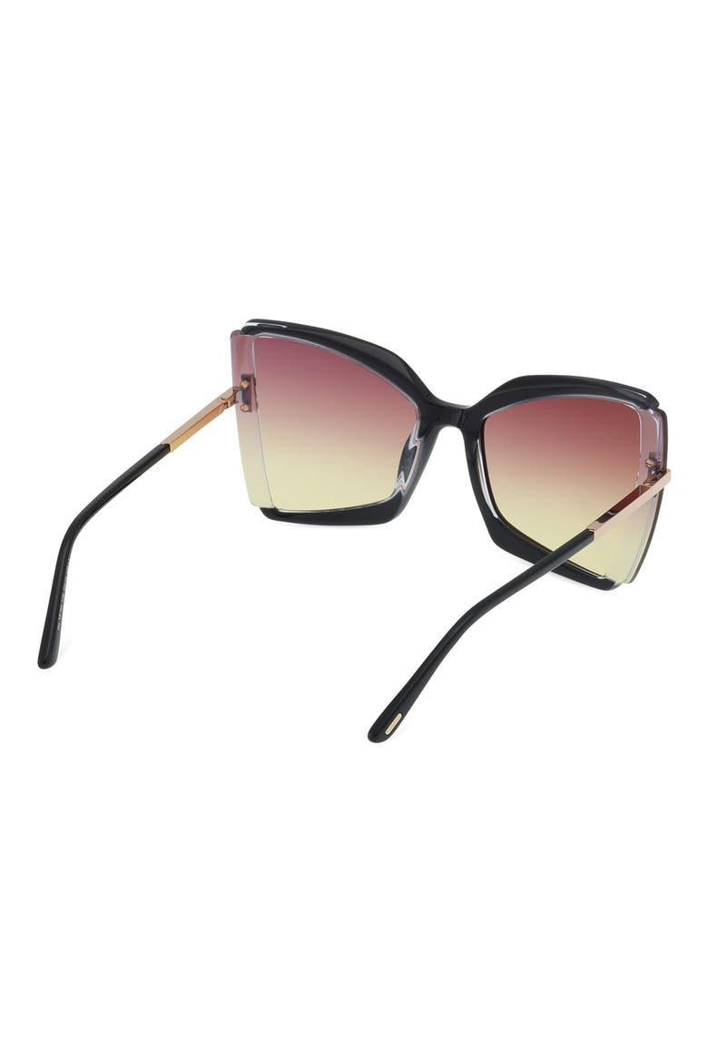 Gia 63mm Oversize Butterfly Sunglasses, Alternate, color, BLACK & CRYSTAL / SUNSET