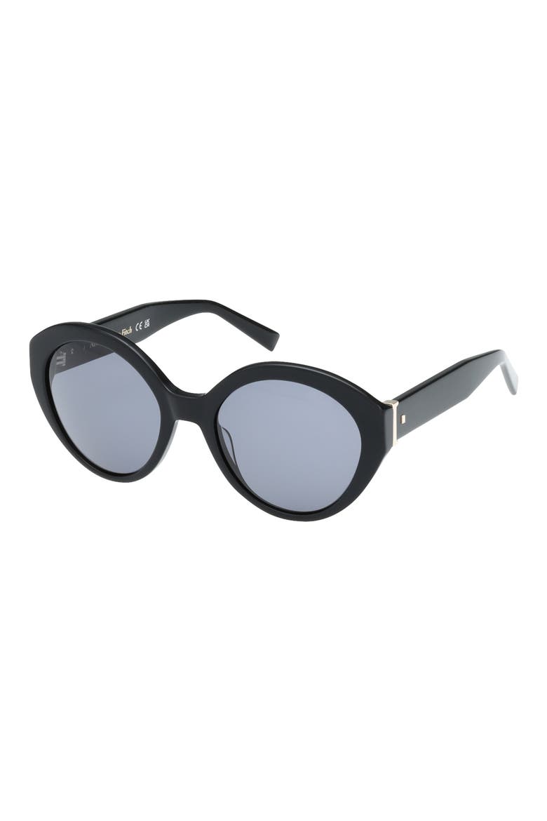 54mm Round Sunglasses, Alternate, color, SHINY BLACK / SMOKE