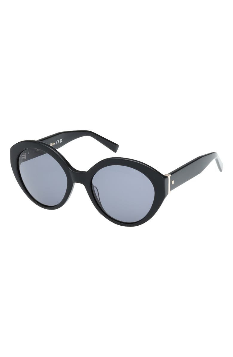 ABERCROMBIE & FITCH 54mm Round Sunglasses, Alternate, color, Shiny Black / Smoke