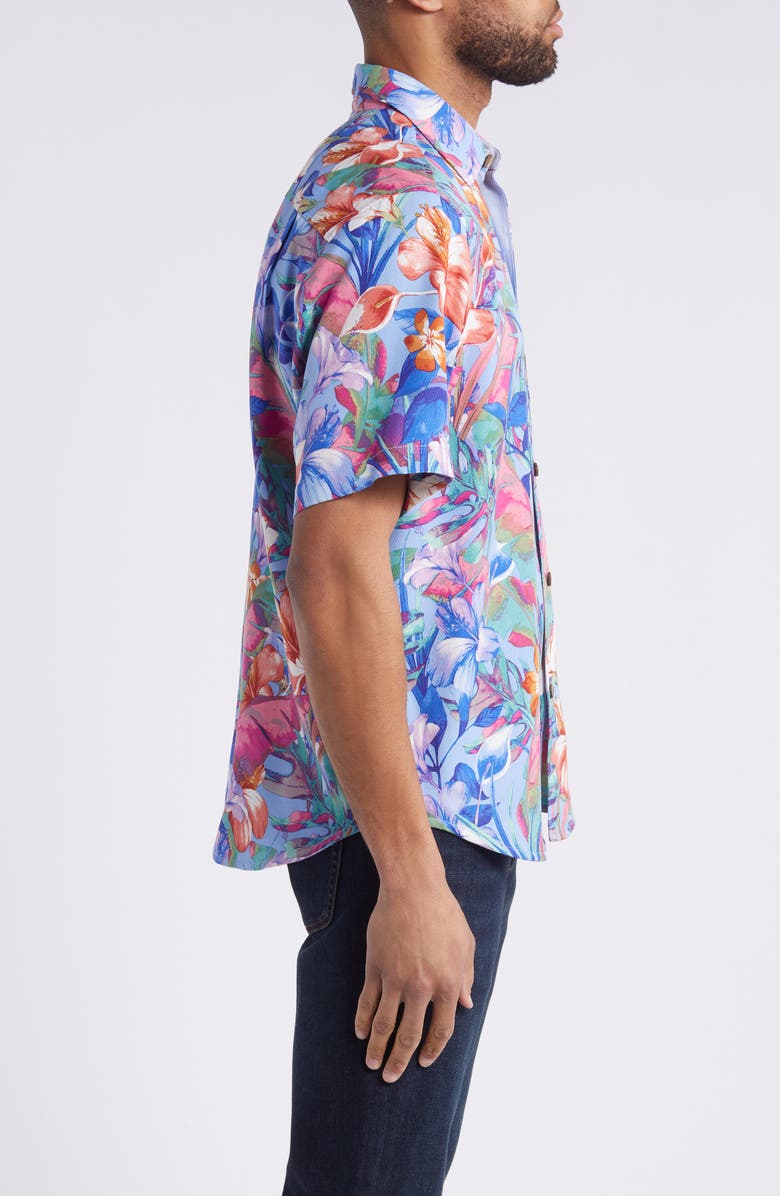 Tommy Bahama Bloomio Floral Short Sleeve Silk Button-Up Shirt, Alternate, color, 