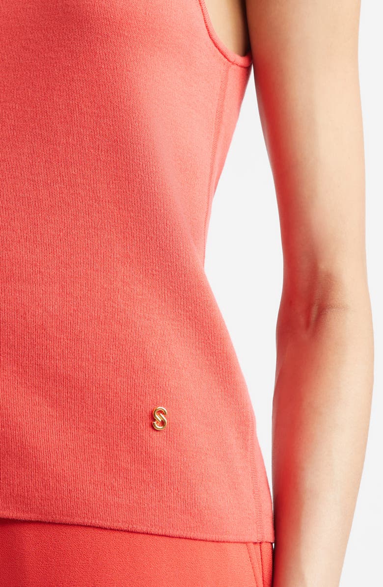 ST. JOHN Silk & Cotton Sweater Tank, Alternate, color, Deep Coral