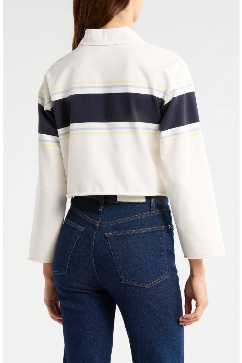 Stripe Cotton Crop Rugby Polo, Alternate, color, OFF WHITE STRIPE