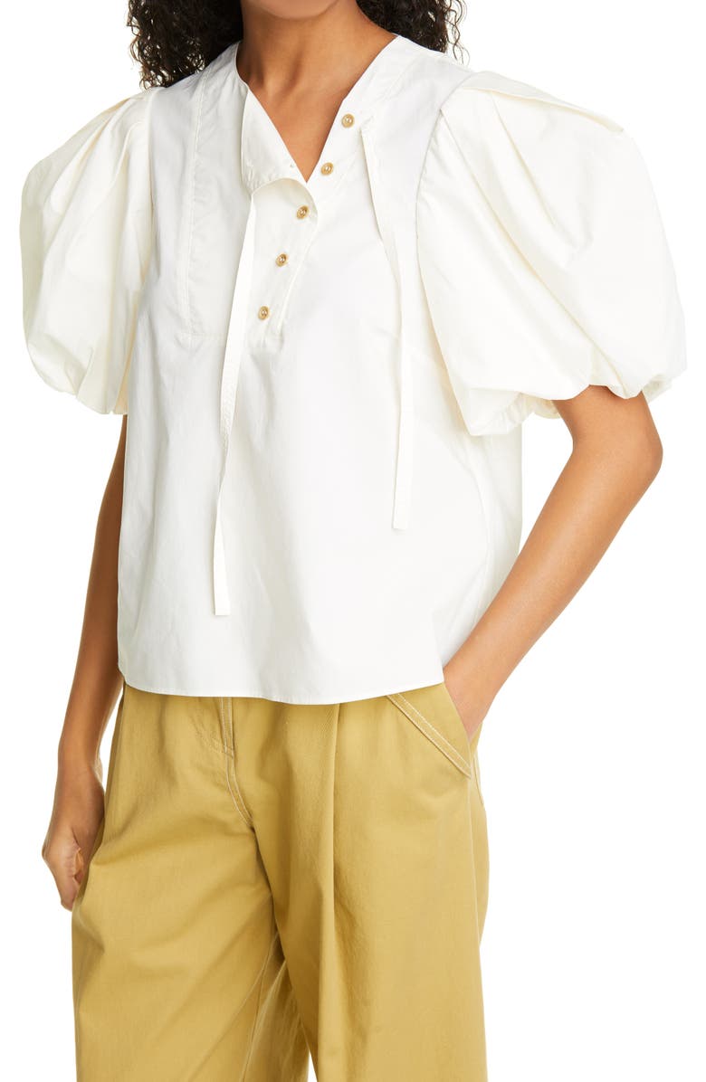 Ulla Johnson Elise Puff Sleeve Cotton Top, Alternate, color,