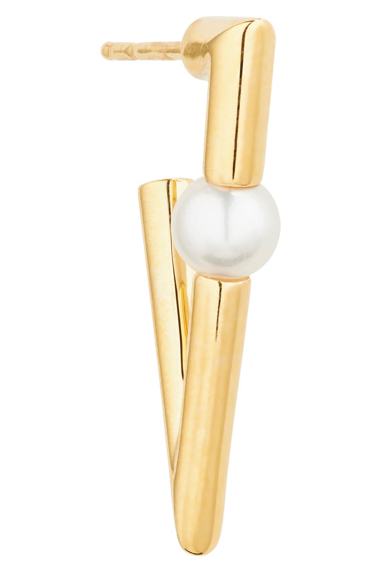 Akoya Pearl Triangular Earrings, Alternate, color, 18KY