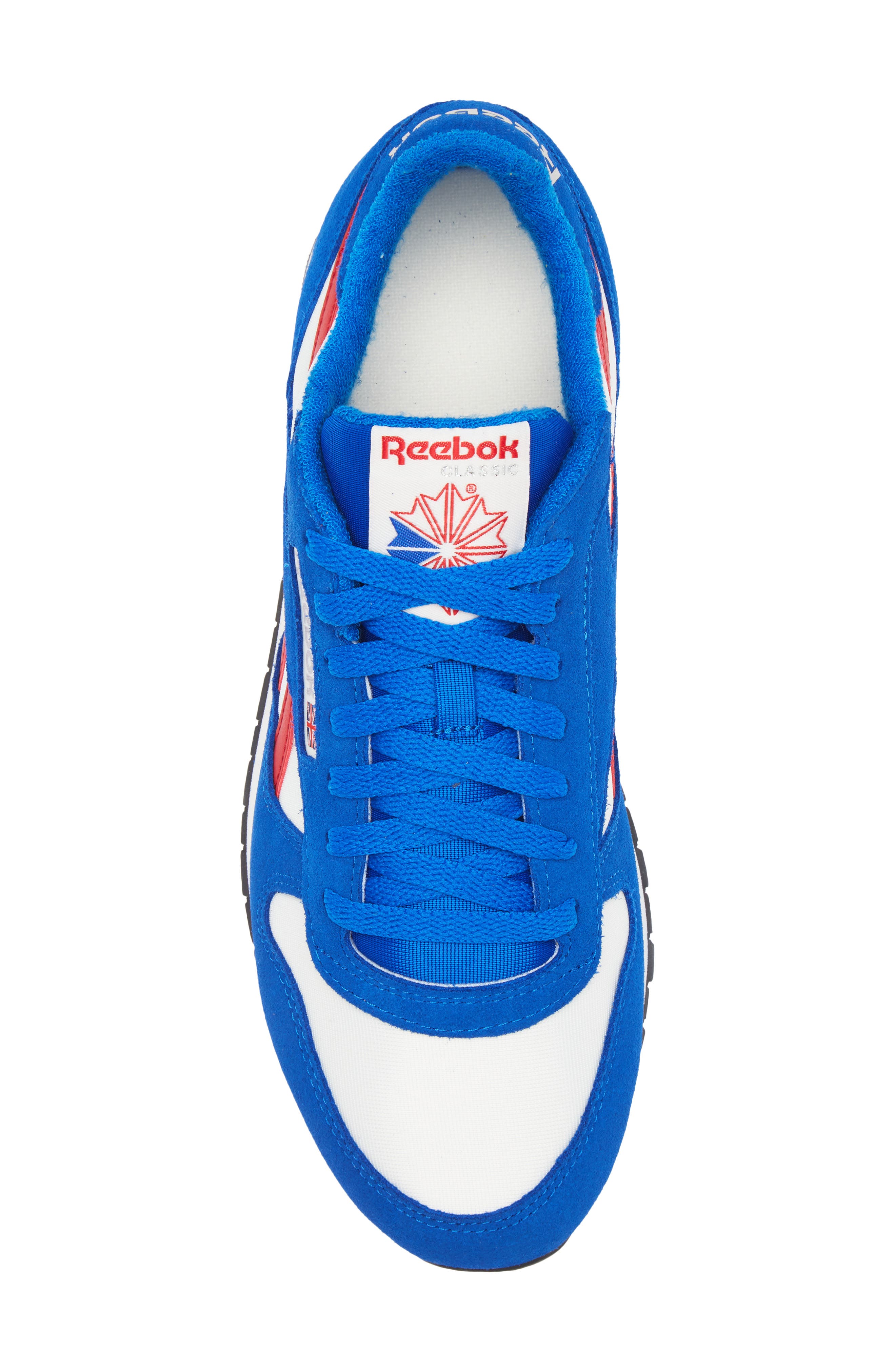 Reebok Classic Leather Sneaker, Alternate, color, Chalk/ Optimum Blue/Vector Red