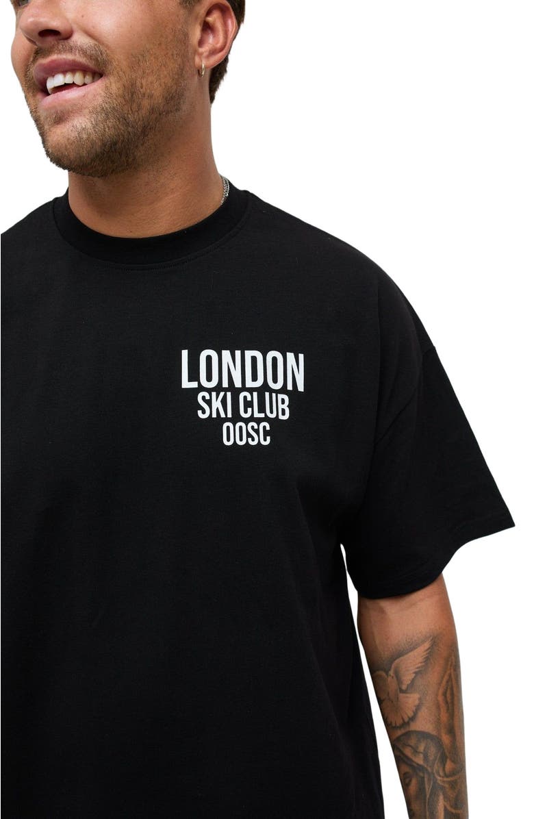 OOSC London Ski Club Oversize T-Shirt - Black, Alternate, color, 