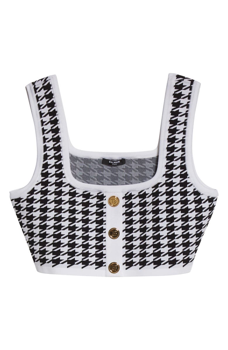 Balmain Houndstooth Knit Crop Top, Alternate, color,