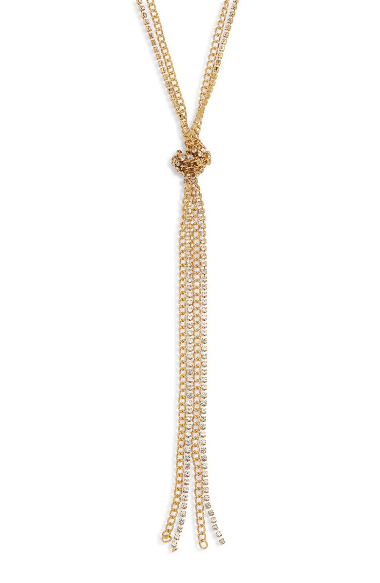 Nordstrom Knot Layered Y-Necklace, Main, color, Clear- Gold