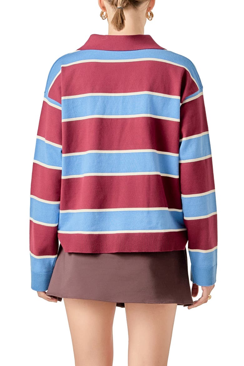 Stripe Polo Shirt, Alternate, color, BLUE/ BURGUNDY