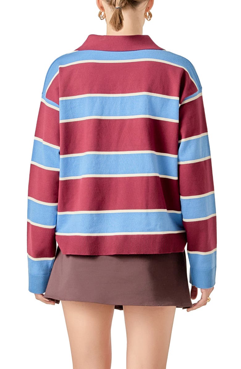 English Factory Stripe Polo Shirt, Alternate, color, Blue/ Burgundy