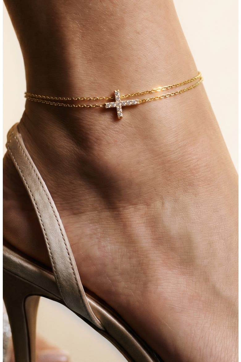 Grace Cross Anklet, Alternate, color, GOLD