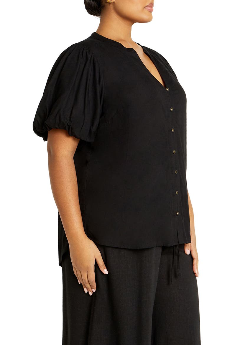 Georgia Short Sleeve Button Front Shirt, Alternate, color, BLACK