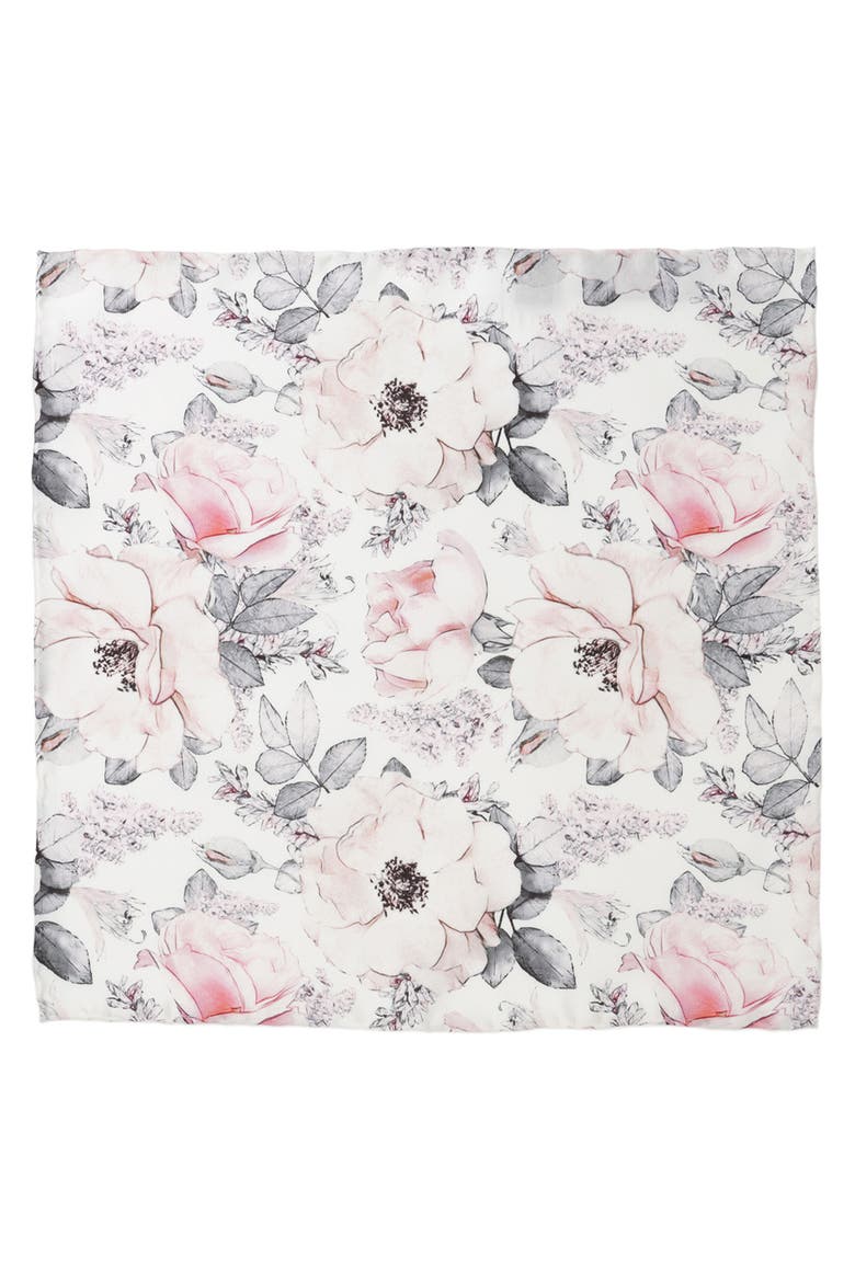 Floral Silk Tie & Pocket Square, Alternate, color, GRAY