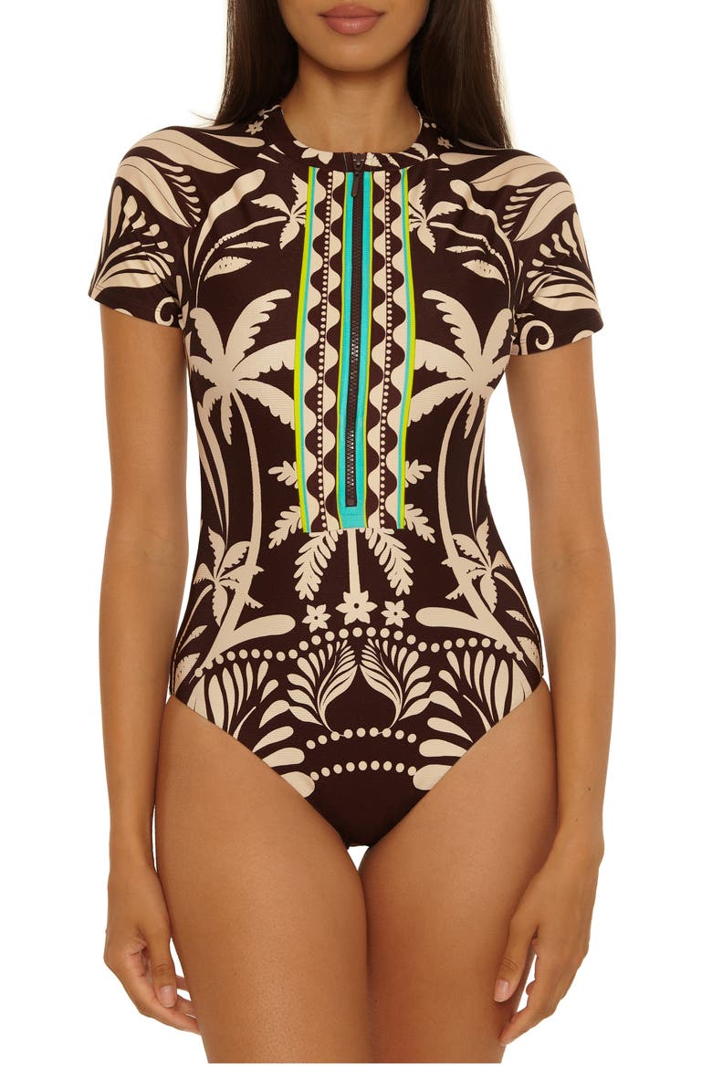 Syros Front Zip One-Piece Swimsuit, Main, color, MULTI