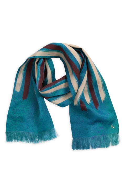 Vintage Stripe Silk & Cotton Oblong Scarf
