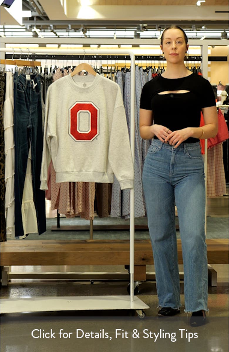 Women's Gameday Couture Heather Ash Ohio State Buckeyes Chenille Patch Fleece Sweatshirt, sales video thumbnail