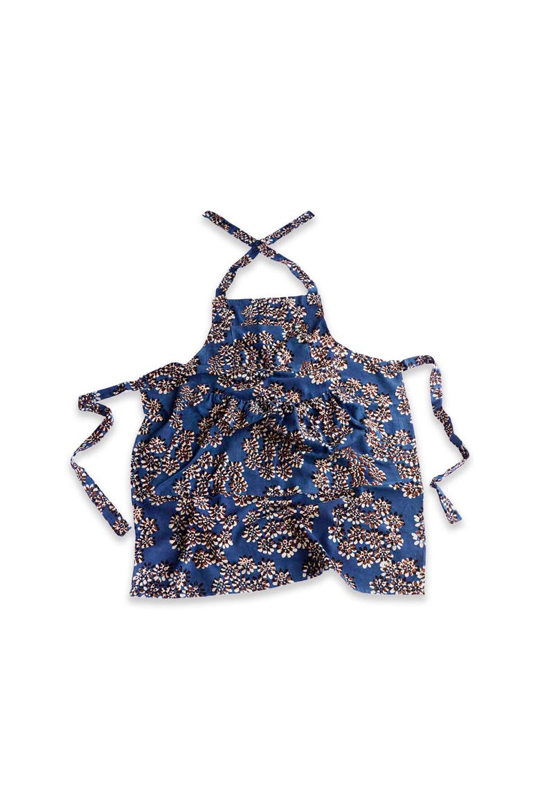Indigo Block Print Apron, Main, color, Indigo