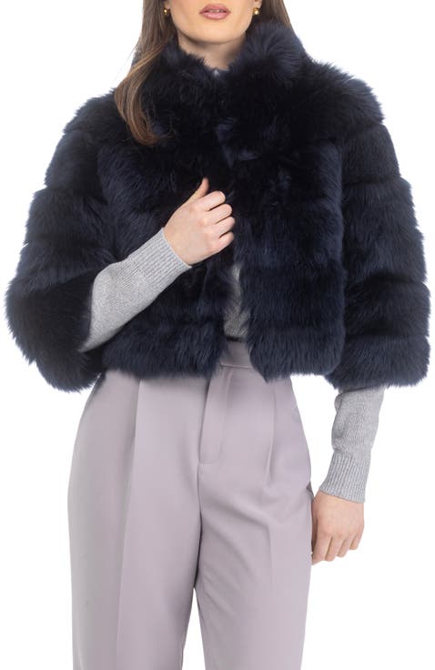 Genuine Shearling Bolero with Cropped Sleeves