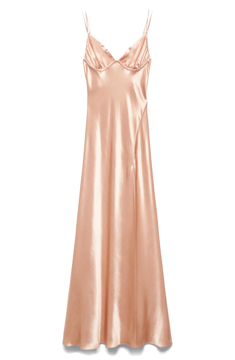 MANGO Open Back Satin Slipdress, Alternate, color,