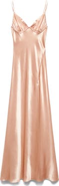 MANGO Open Back Satin Slipdress