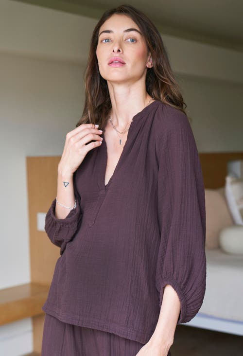 Ocean + Main Ocean+main Gauze Top In Brown