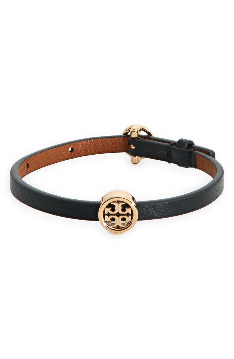 Tory Burch Miller Leather Bracelet, Main, color, 