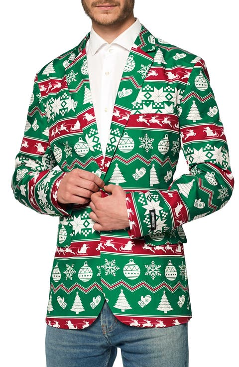 Christmas Green Nordic Tuxedo Jacket