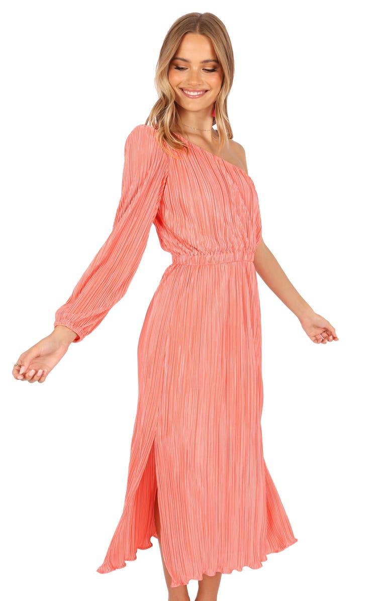 Petal & Pup Pontee Pleated One-Shoulder Midi Dress, Alternate, color,
