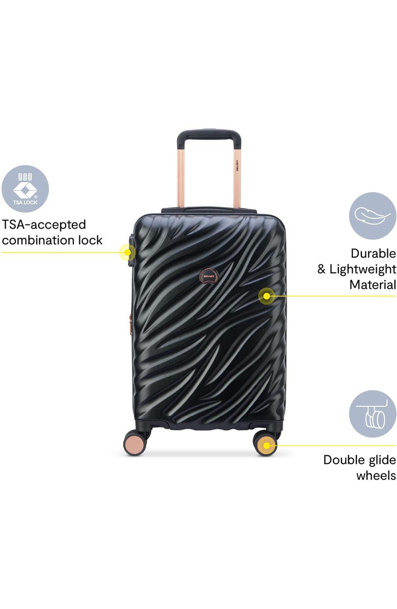 Delsey Paris Alexis Hardside 21-Inch Carry-On Expandable Spinner Luggage, Alternate, color, Black/Rose Gold