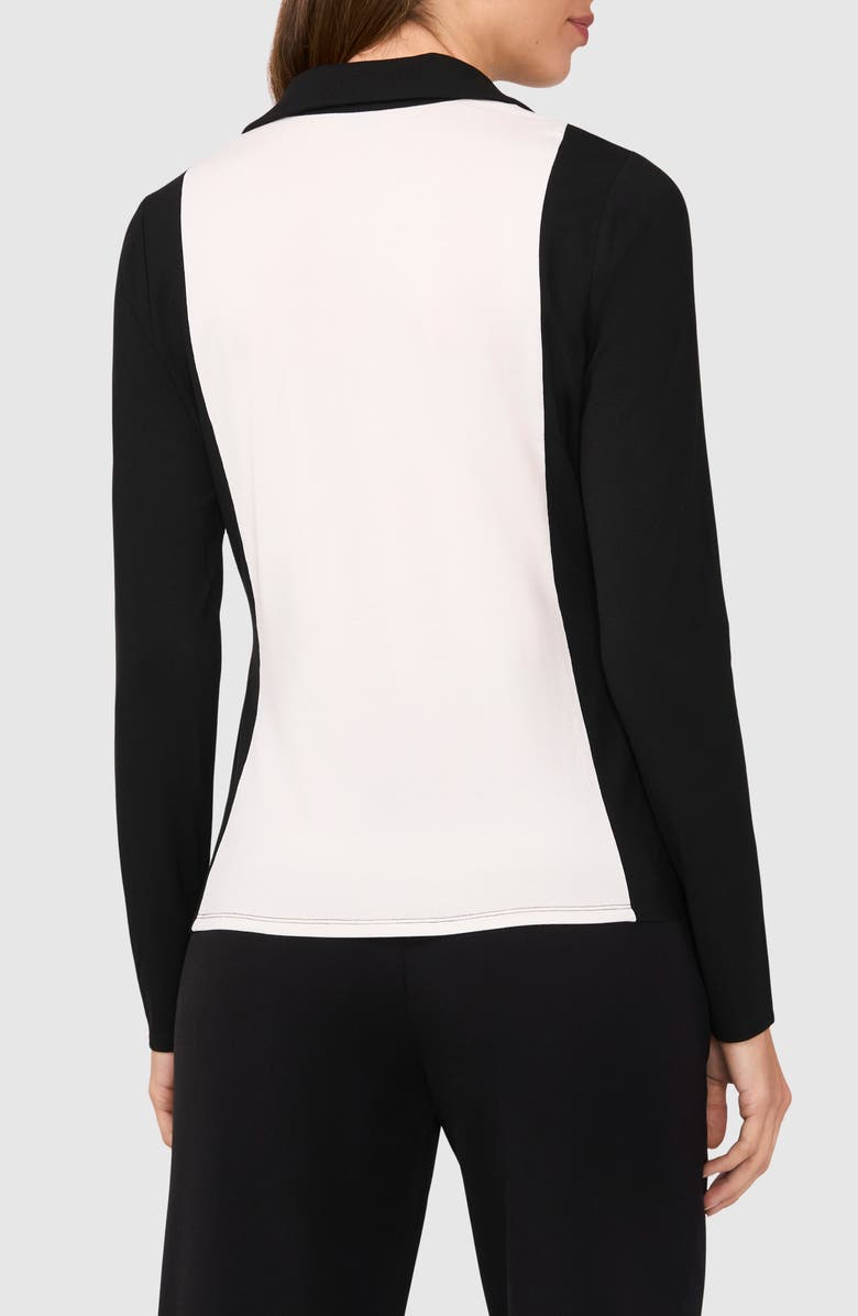 Halogen<sup>®</sup> Colorblock Johnny Collar Top, Alternate, color, Rich Black