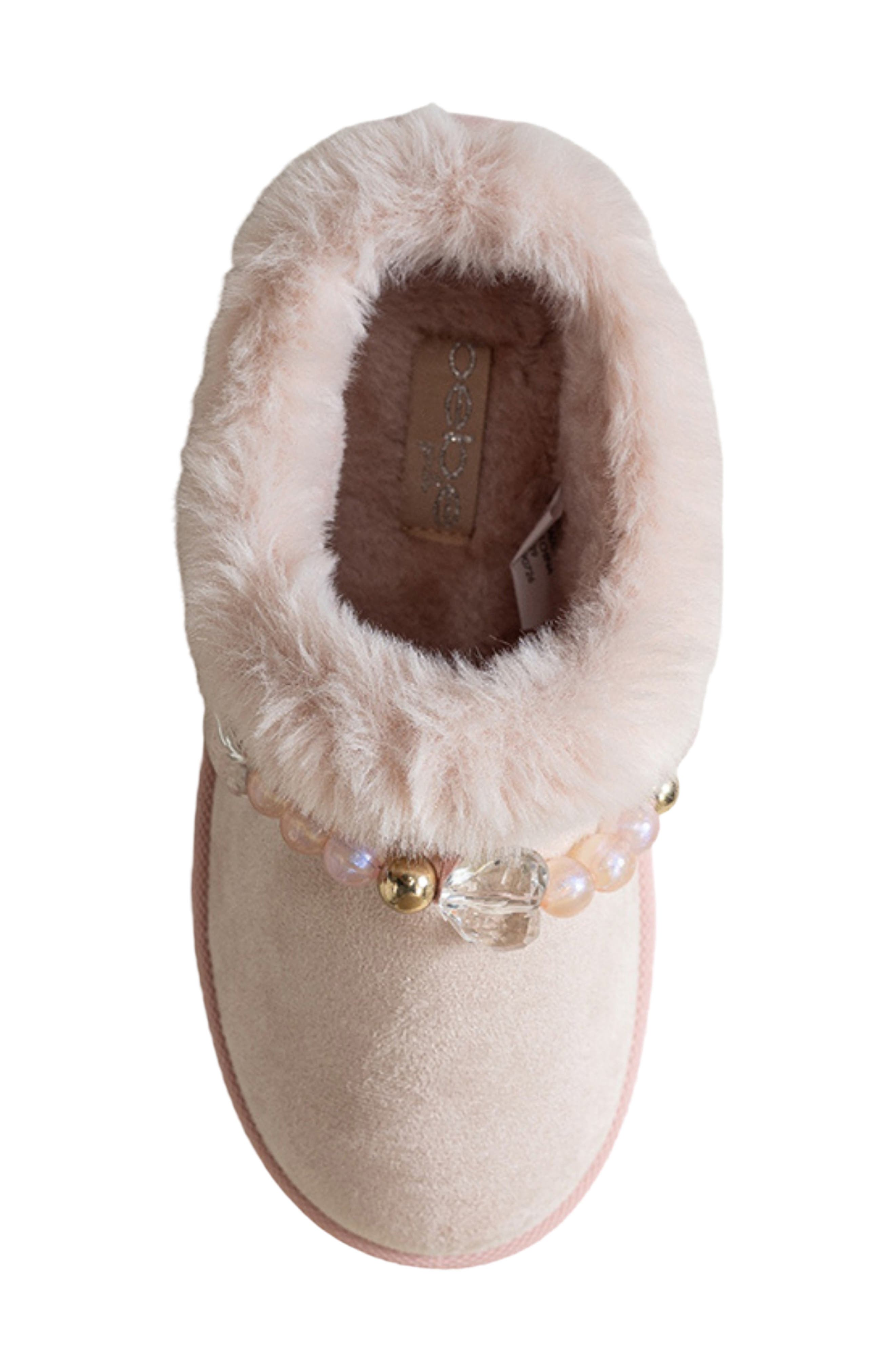 Kids' Beaded Faux Fur Slipper, Alternate, color, BLUSH