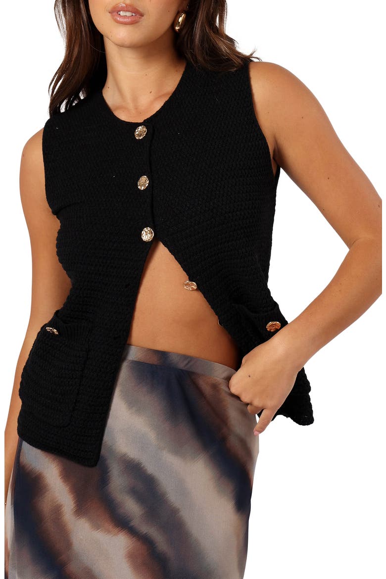 Blair Button-Up Sweater Vest, Main, color, BLACK