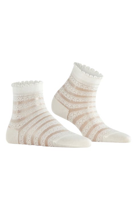Stripe Border Lace Ankle Socks
