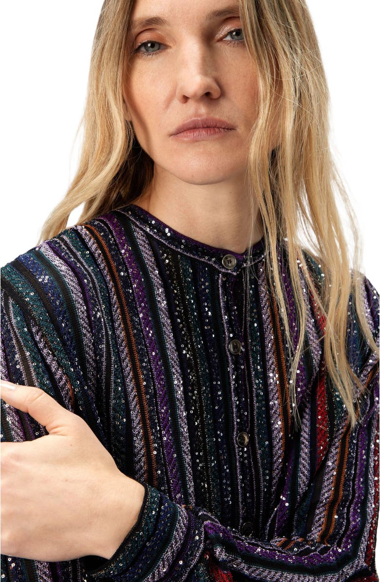 Missoni Henley Blouse With Mandarin Collar, Alternate, color, Multicoloured