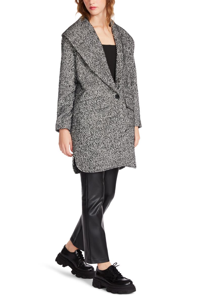 Steve Madden Zoey Herringbone Longline Jacket, Alternate, color, 