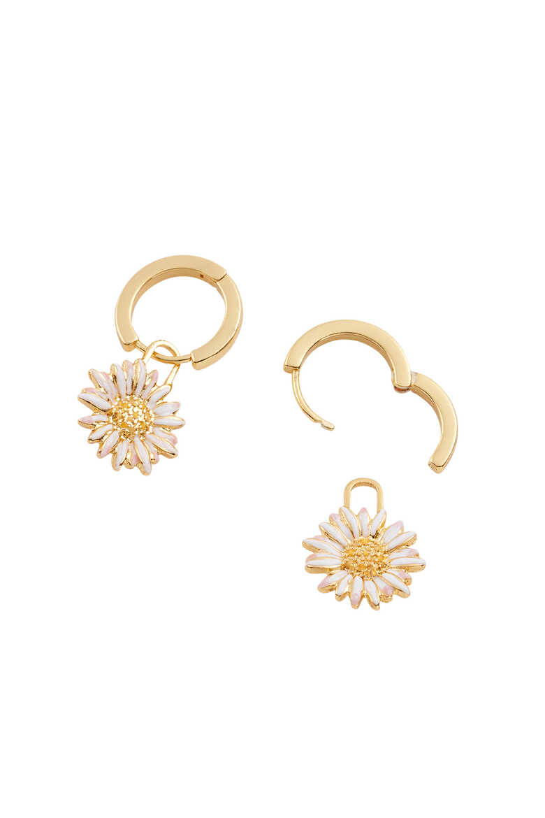 Daisy Huggie Earrings, Alternate, color, Gold