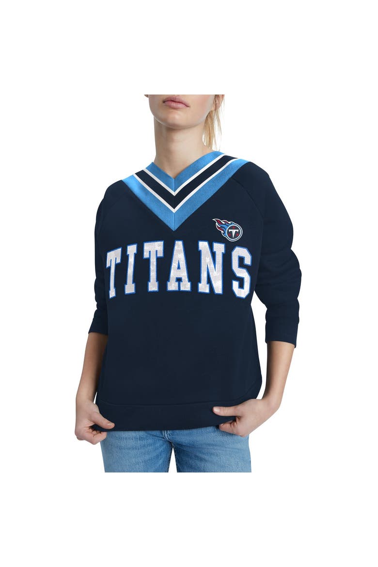 Women's Tommy Hilfiger Navy Tennessee Titans Heidi V-Neck Pullover Sweatshirt, Alternate, color, Navy