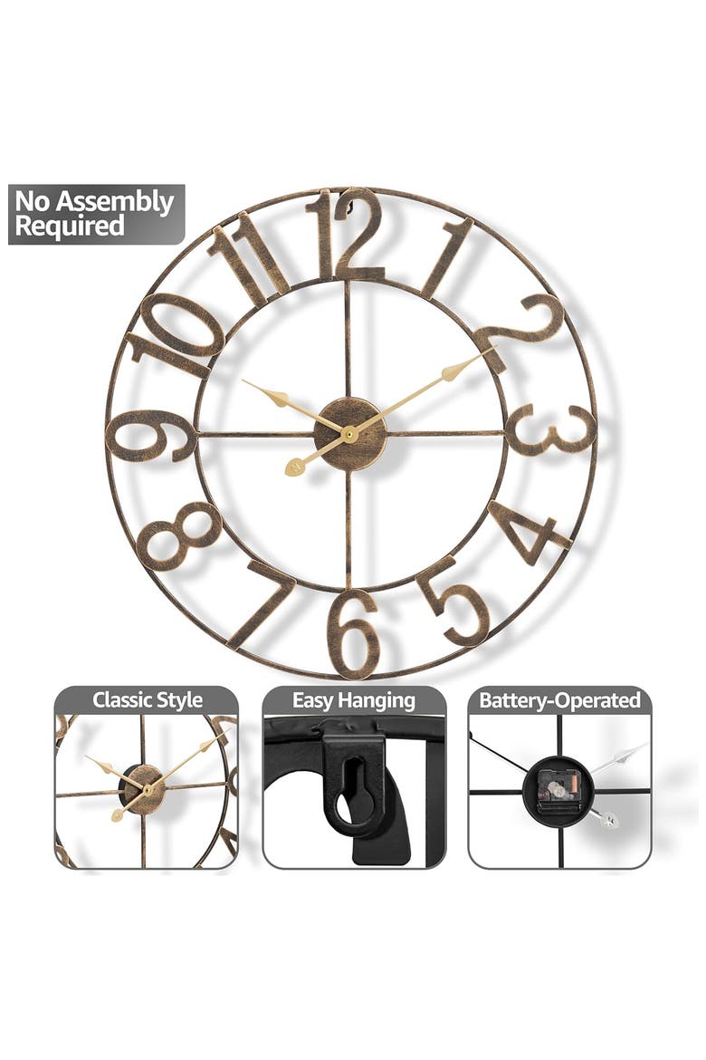 32 Inch Large Wall Clock, Alternate, color, BRONZE
