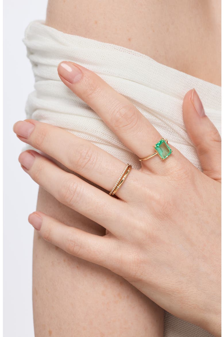 Solid Yellow Gold - Green Sapphire Spritz Ring, Alternate, color, Green