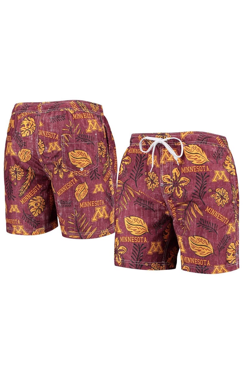 Wes & Willy Men's Wes & Willy Maroon Minnesota Golden Gophers Vintage Floral Swim Trunks, Main, color, 
