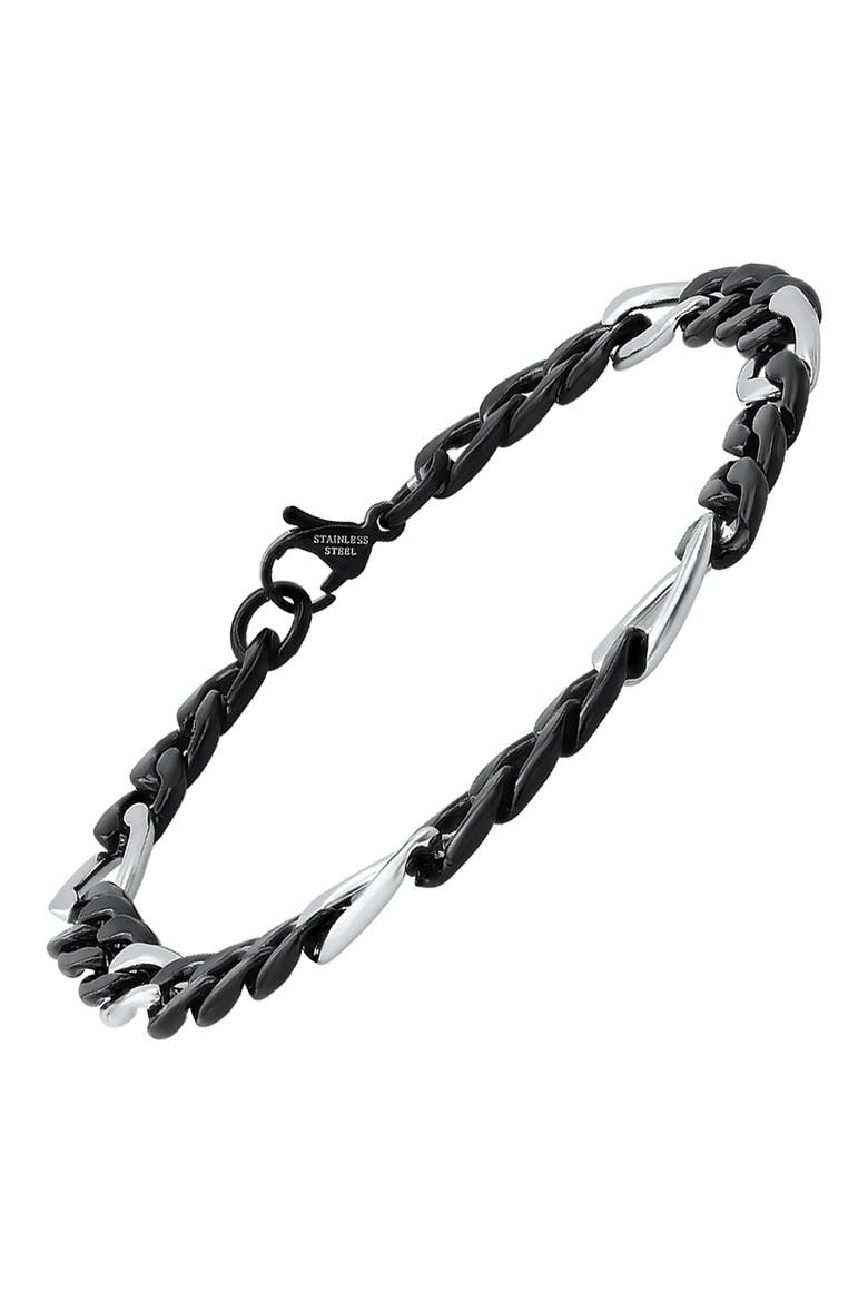 Stainless Steel Two Tone Black IP Chain Bracelet, Alternate, color, TWO TONE