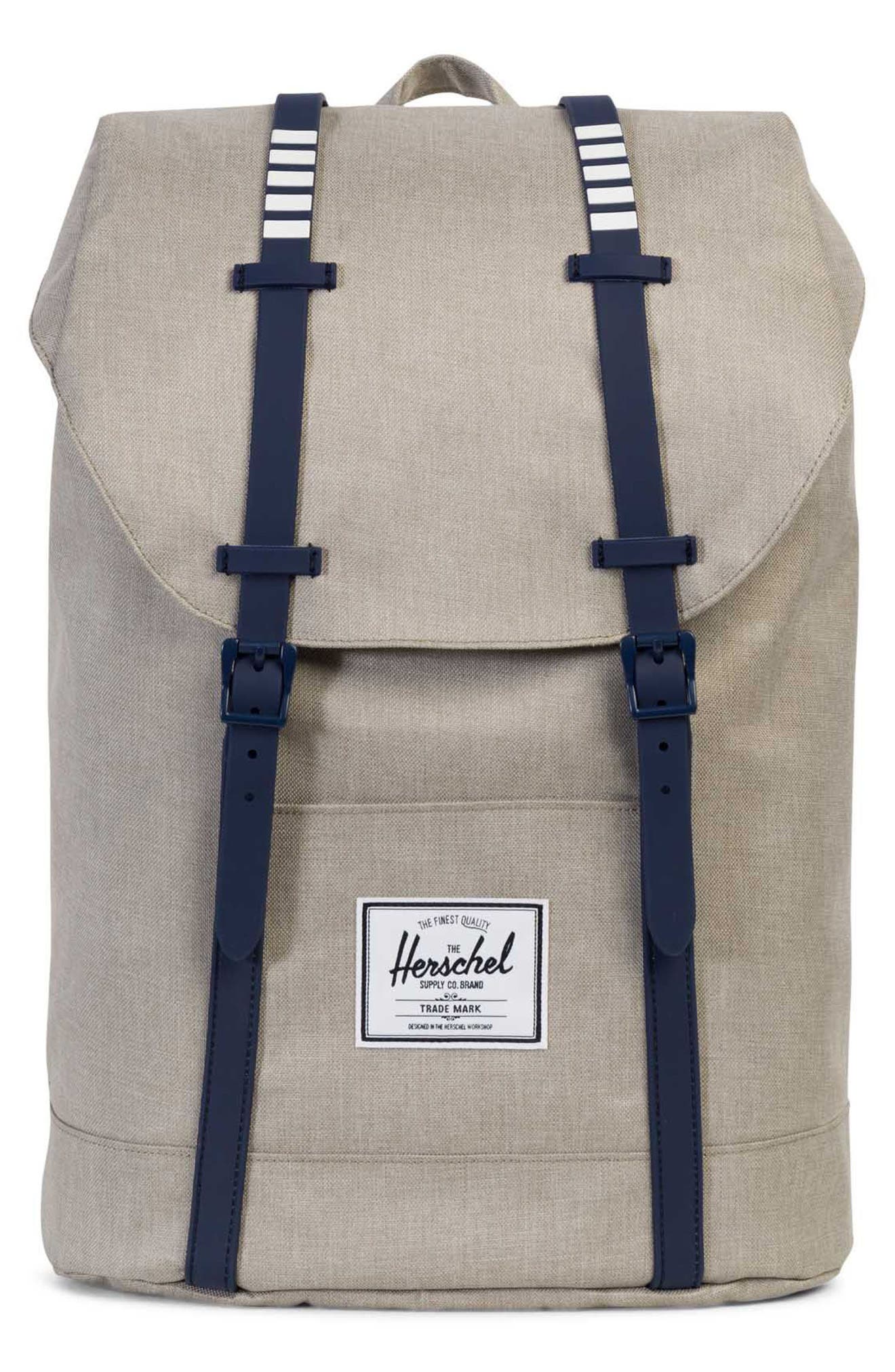 'Retreat' Backpack, Main, color, LIGHT KHAKI CROSSHATCH