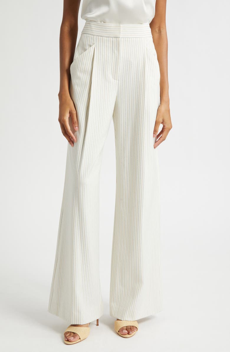 Veronica Beard Rimini Wide Leg Pinstripe Pants, Main, color, Dove Multi