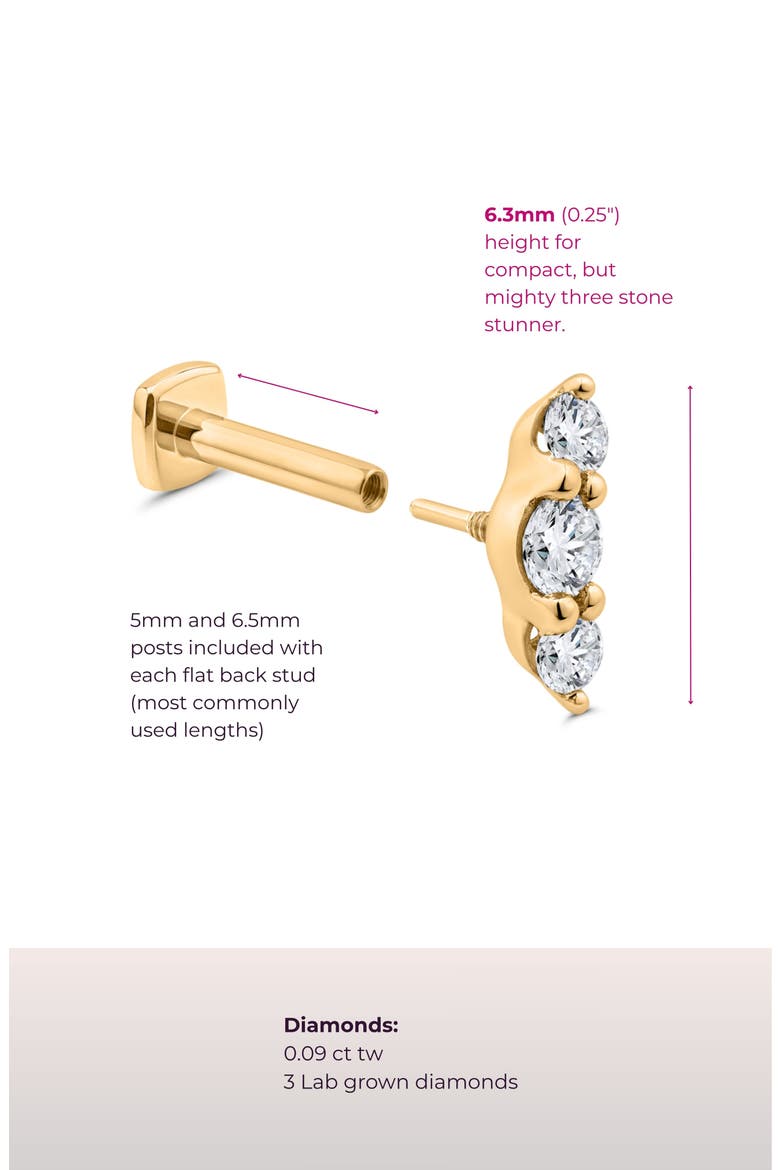 The Triple-Threat Flat Back Stud, Alternate, color, White Gold