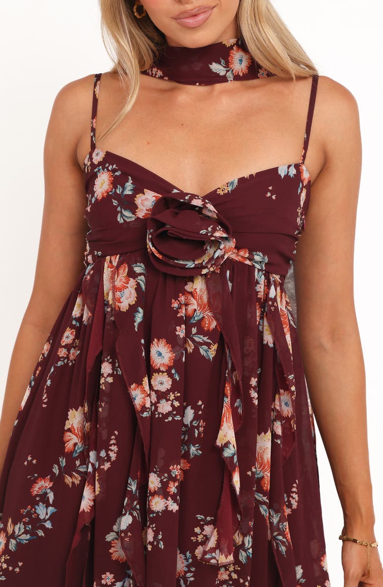 Petal & Pup Tully Print Sleeveless Maxi Dress with Scarf, Alternate, color, Berry Floral