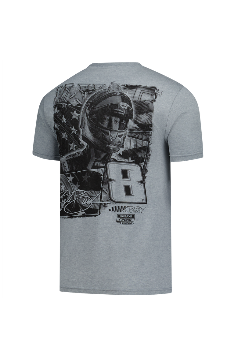 Men's Classic Ink Heather Gray Kyle Busch Flag 2-Sport Tri-Blend T-Shirt, Alternate, color, Heather Gray