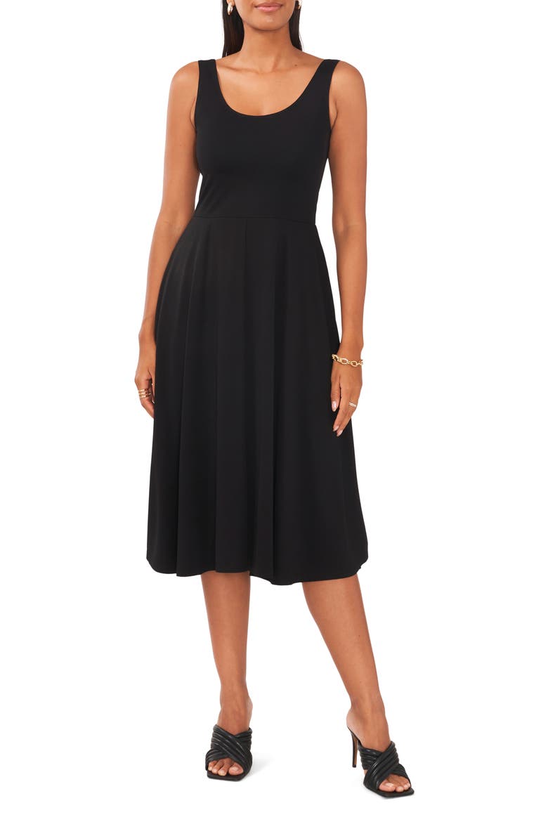 Fit & Flare Tank Midi Dress, Main, color, BLACK